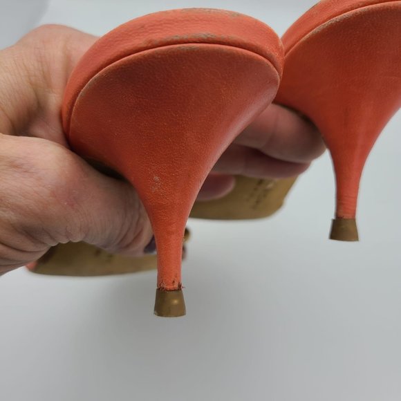 Givenchy Orange Strappy Ribbon Kitten  Heel Sandals - Picture 9 of 10